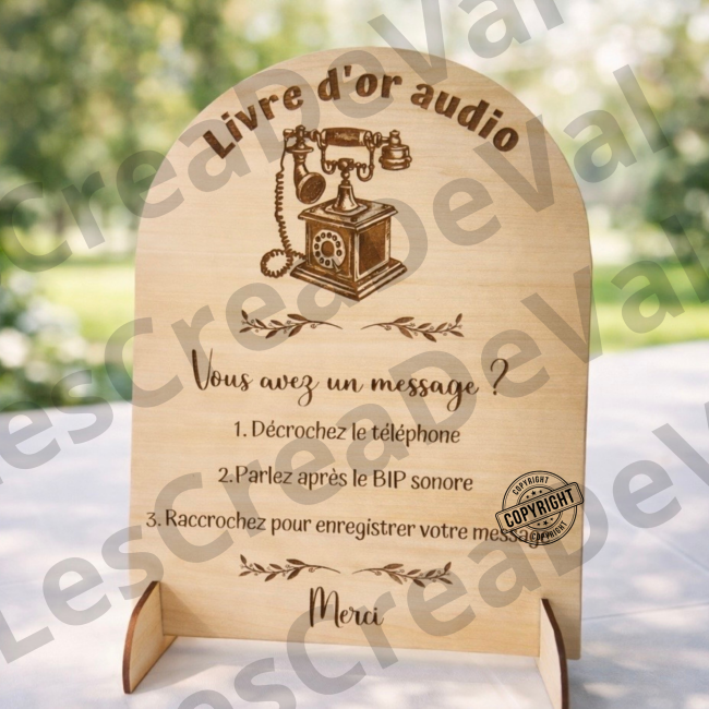 Panneau mariage bois livre d’or audio extérieur panneau livre d’or audio mariage bois extérieur fond nature