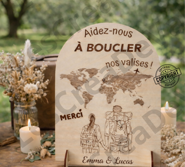 Panneau cagnotte mariage avec urne décoration bohème extérieur panneau mariage bois urne mariage voyage decoration exterieure fleurs sechees