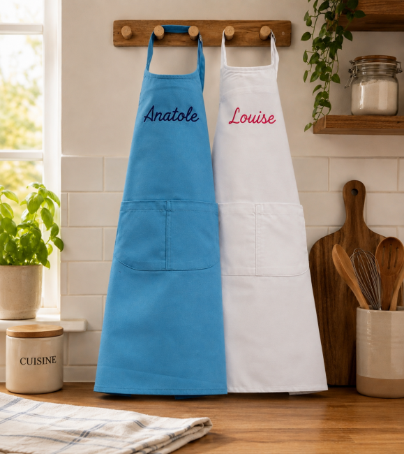 tablier de cuisine enfant personnalisé par un prénom-broderie en nord-tablier de cuisine brodé