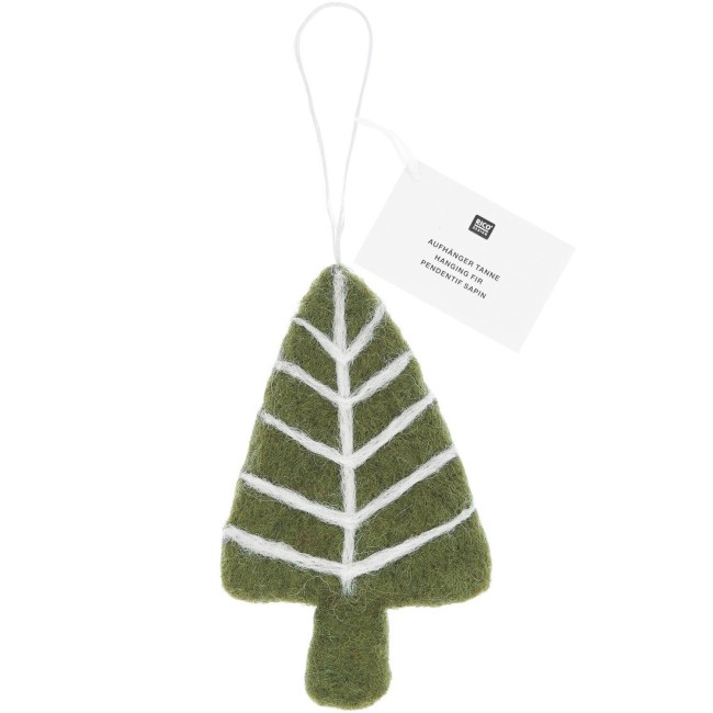 Pendentif Sapin branches feutrées à la main - Vert mousse 10,5 x 6 x 1,3 cm Pendentif Sapin branches feutrées à la main - Vert mousse 10,5 x 6 x 1,3 cm