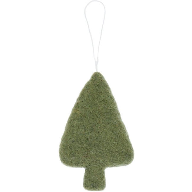 Pendentif Sapin avec pommes de pin feutrées à la main - Vert 10,5 x 6 x 1,3 cm