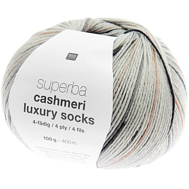 Superba Cashmeri Luxury Socks 4 fils - 006 Brun 100 GR 400 M Rico Design