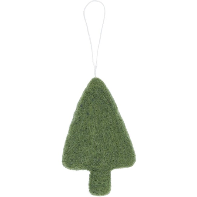 Pendentif Sapin branches feutrées à la main - Kaki 10,5 x 6 x 1,3 cm