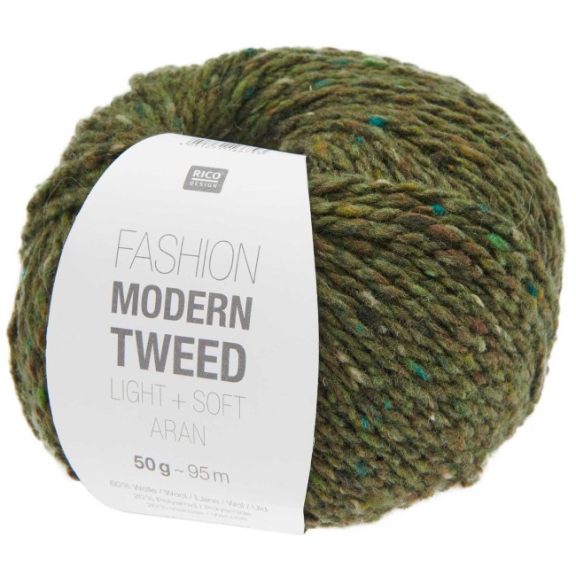 Fashion Modern Tweed aran Rico Design - 018 Olive 50G 95M