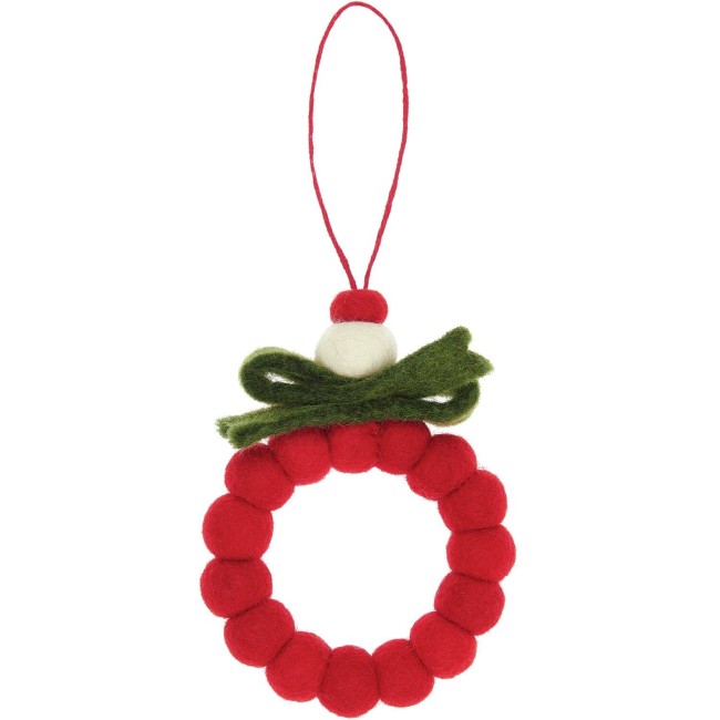 Couronne à suspendre Boules - Rouge/Vert 11 x 8,6 x 2 cm