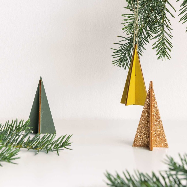 Set de sapin droit en bois naturel - 5 x 9 x 5 cm - Set de 3 sapins à peindre