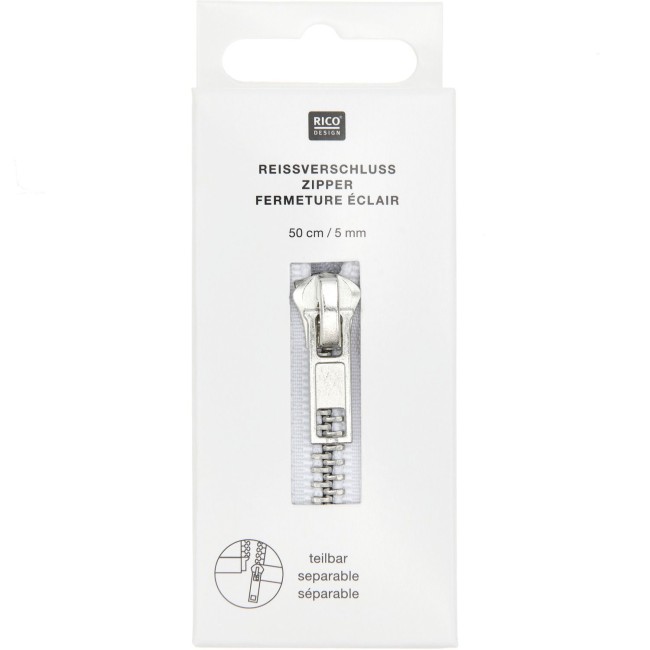 Fermeture éclair métal argent -Blanc cassé 22cm / 30cm / 50cm / 65cm 5 mm