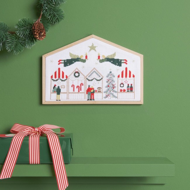 Kit de broderie Point de Croix - Marché de Noël 27,5 x 19  cm