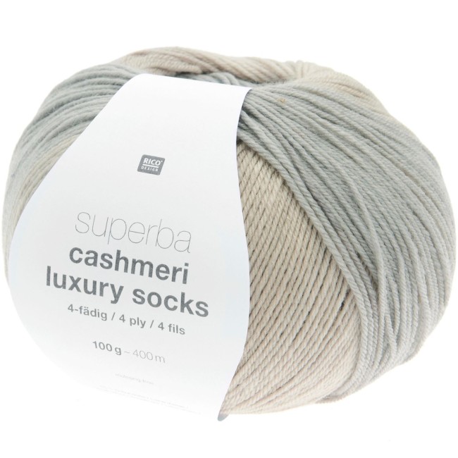 Superba Cashmeri Luxury Socks 4 fils - 028 Flocon d'avoine 100 GR 400 M Rico Design