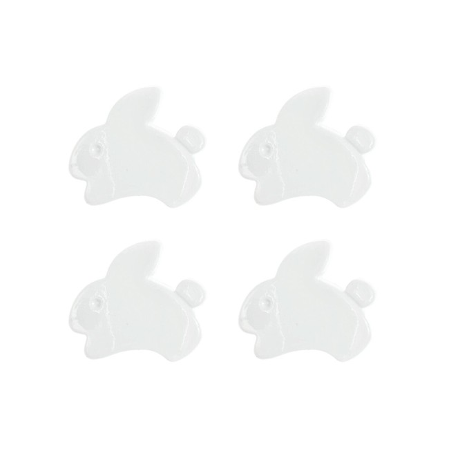 Bouton Lapin blanc - Set de 4 boutons de 1,5 par 1,3 cm  | Little Tricot
