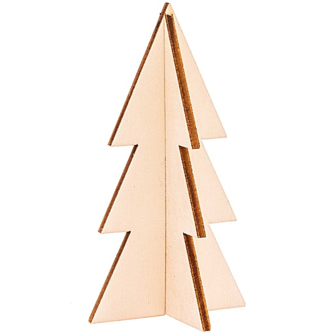 Set de sapin dentelé en bois naturel - 5 x 9 x 5 cm - Set de 3 sapins à peindre