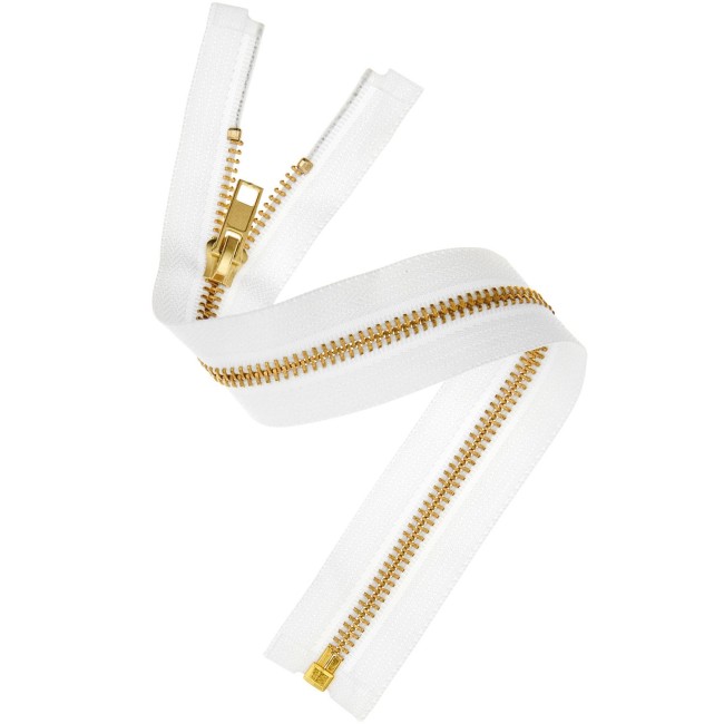 Fermeture éclair métal or - Blanc cassé 22cm / 30cm / 50cm / 65cm 5 mm