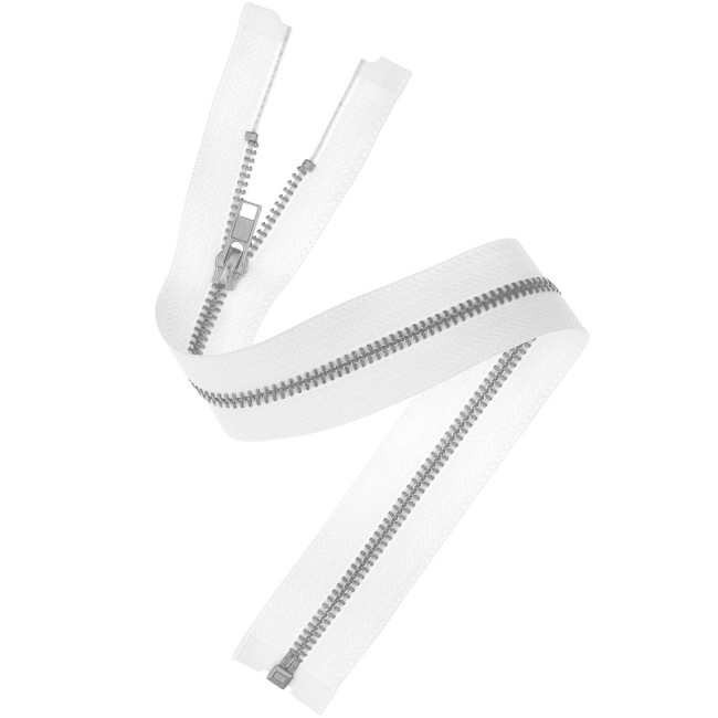 Fermeture éclair métal argent -Blanc cassé 22cm / 30cm / 50cm / 65cm 5 mm