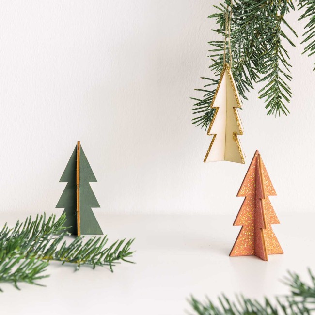 Set de sapin dentelé en bois naturel - 5 x 9 x 5 cm - Set de 3 sapins à peindre