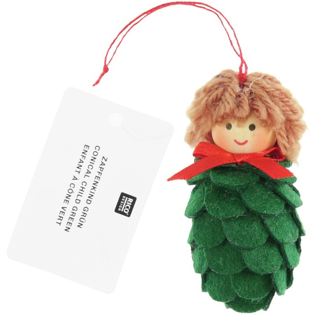 Pendentif Pomme de pin en feutre - Vert  6,8 x 3,3 x 3,3 cm