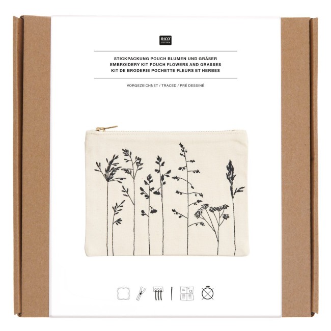 Kit de broderie avec motifs pré-déssinés - "POCHETTE FLEURS ET HERBES" 22,5 x 17,5 cm Rico Design Kit de broderie avec motifs pré-déssinés - "POCHETTE FLEURS ET HERBES" 22,5 x 17,5 cm Rico Design