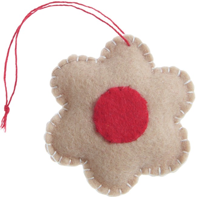 Accroche-porte biscuit en feutre - Marron clair/Rouge 5,6 x 5,6 x 1,7 cm