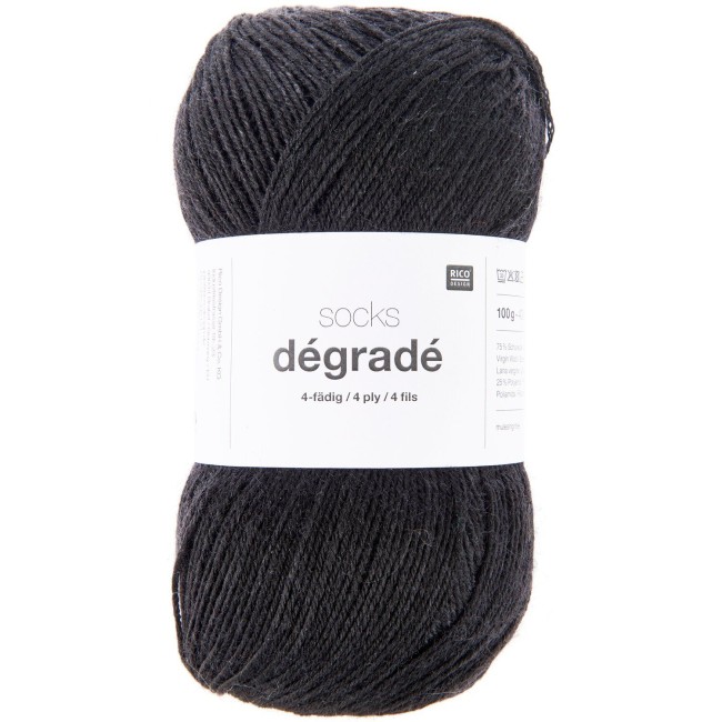 Socks Dégradé 4 fils - 008 Noir 100 GR 400 M Rico Design