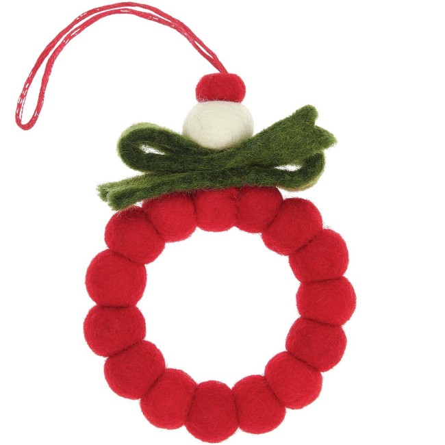 Couronne à suspendre Boules - Rouge/Vert 11 x 8,6 x 2 cm