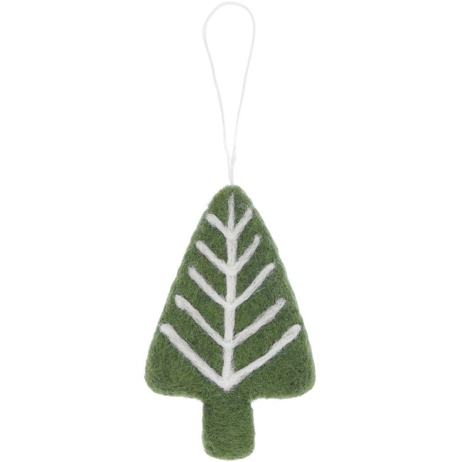 Pendentif Sapin branches feutrées à la main - Kaki 10,5 x 6 x 1,3 cm