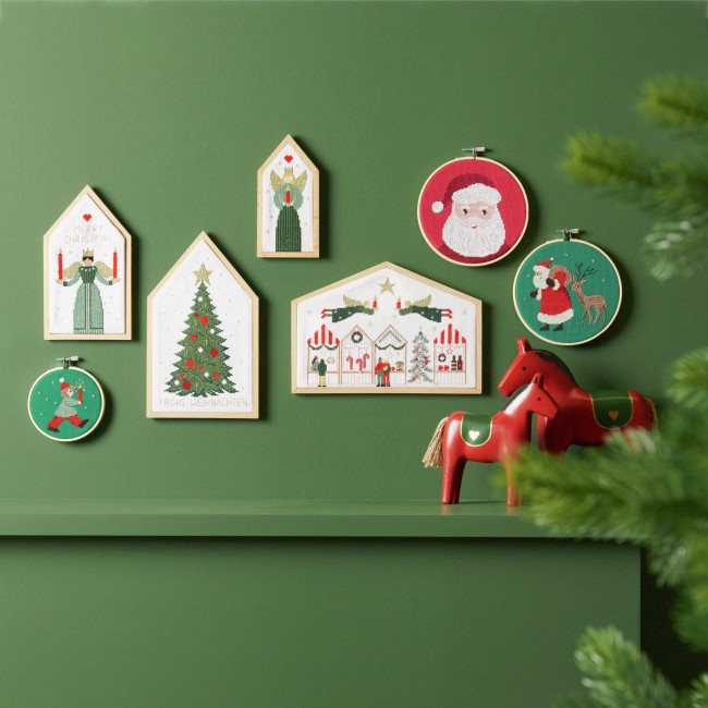 Kit de broderie au Point de Croix - Père Noël et Renne 15 cm