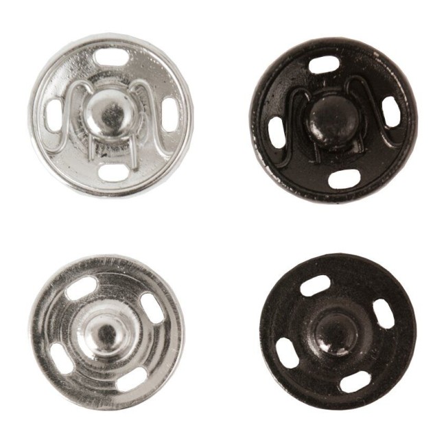 Bouton-pression mix en métal - Argent - Noir 14 mm - Set de 8 boutons-pression Rico Design