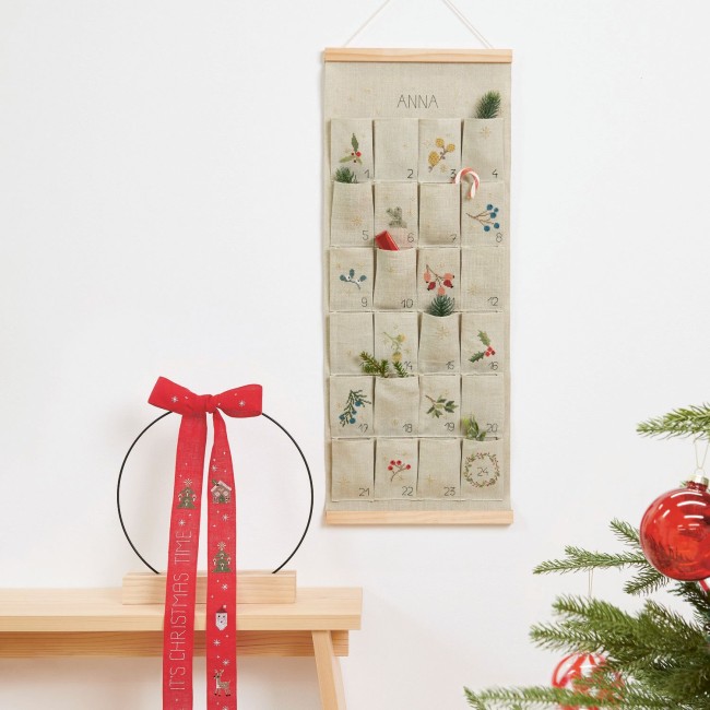 Kit de broderie au point de croix compté - Calendrier de l'Avent avec poches