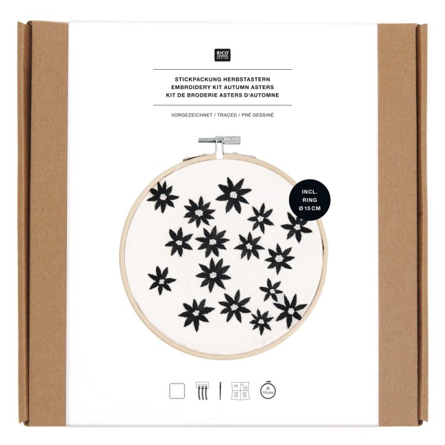 Kit de broderie avec motifs pré-déssinés - "ASTERS D'AUTOMNE" Ø15CM Rico Design