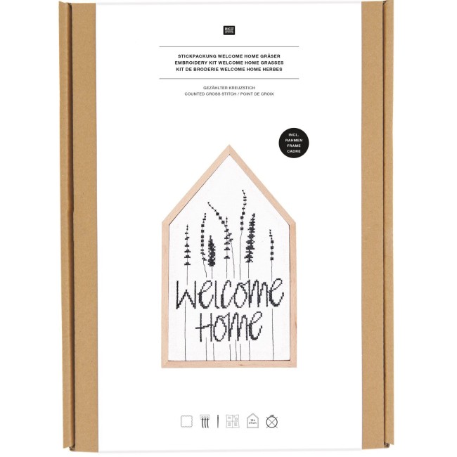 Kit de broderie au point de croix compté - WELCOME HOME HERBES 27 x 16 CM Rico Design Kit de broderie au point de croix compté - WELCOME HOME HERBES 27 x 16 CM Rico Design