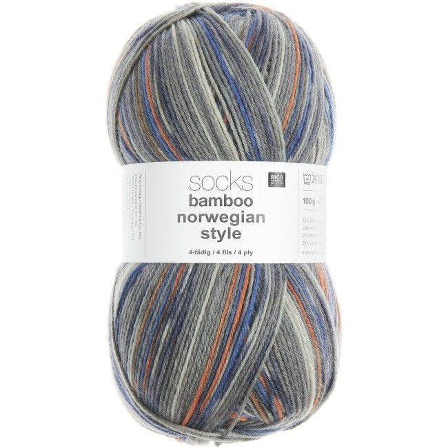 Socks Bamboo Norvwegian Style 4 fils - 067 Mountains 100 GR 420 M | Little Tricot