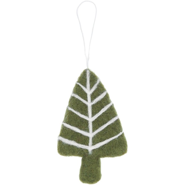Pendentif Sapin branches feutrées à la main - Vert mousse 10,5 x 6 x 1,3 cm Pendentif Sapin branches feutrées à la main - Vert mousse 10,5 x 6 x 1,3 cm