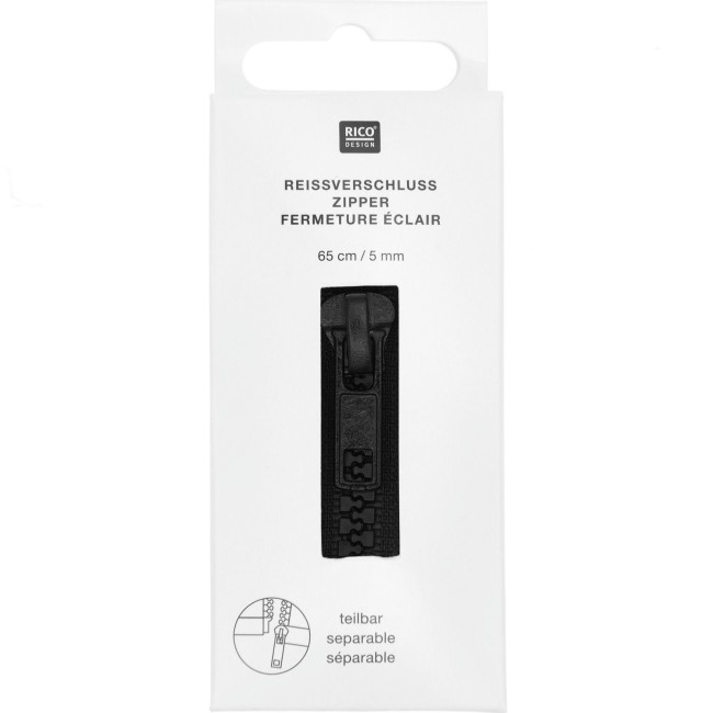 Fermeture éclair plastique - Noir 22 cm - 30 cm - 50 cm - 65 cm  5 mm