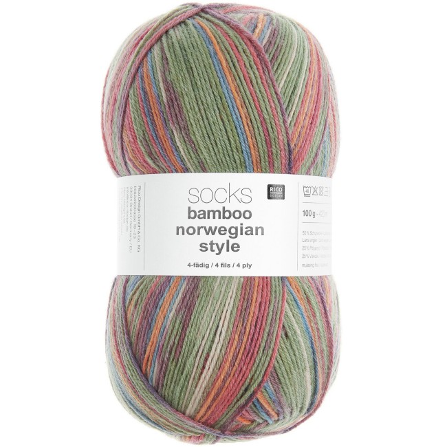 Socks Bamboo Norvwegian Style 4 fils - 063 Forest 100 GR 420 M | Little Tricot
