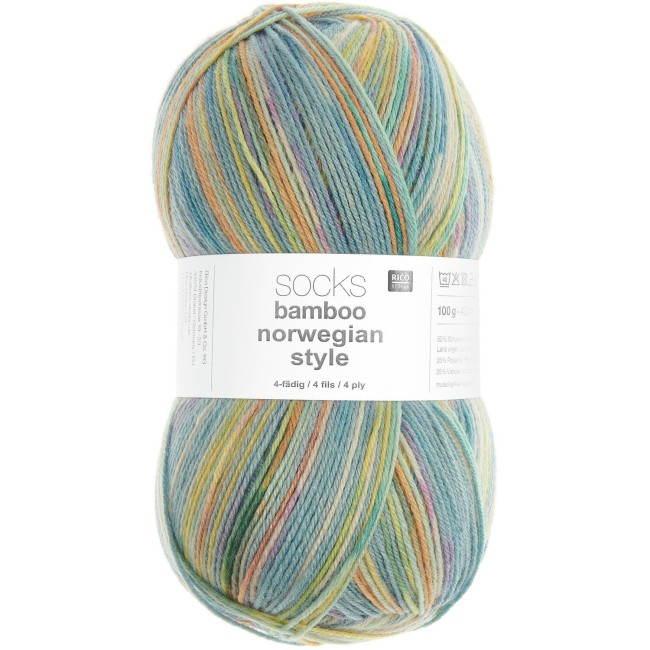 Socks Bamboo Norvwegian Style 4 fils - 065 Skies 100 GR 420 M | Little Tricot