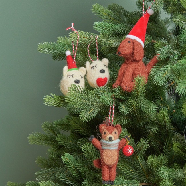 Pendentif en feutre Cerf de Noël - Brun 11 x 3,5 x 7,5 cm