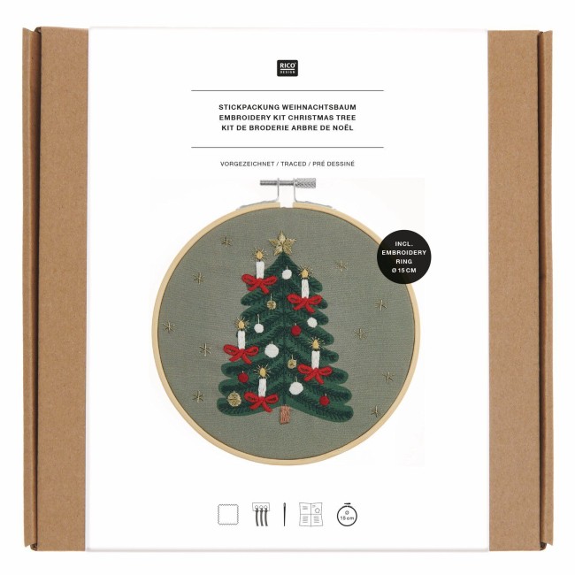 Kit de broderie pré dessiné - Sapin de Noël 18,5 CM