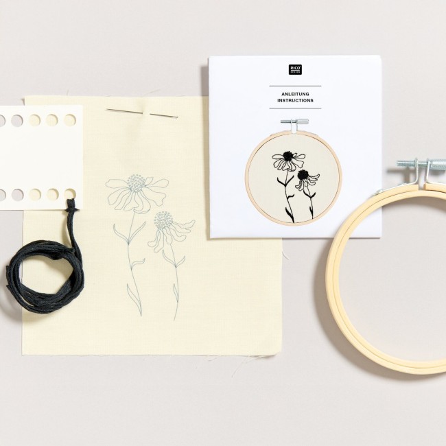 Kit de broderie avec motifs pré-déssinés - "ECHINACEE" Ø10CM Rico Design