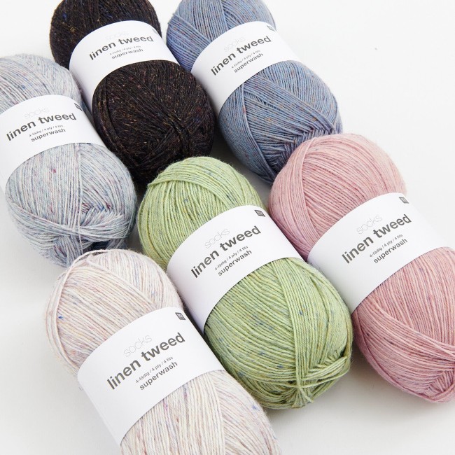 Socks Linen Tweed 4 fils - 006 Olive 100 GR 420 M | Little Tricot