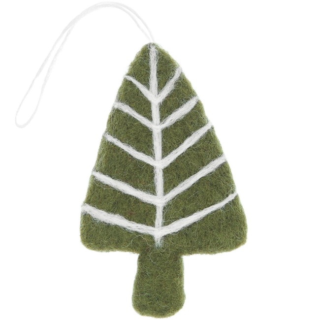 Pendentif Sapin branches feutrées à la main - Vert mousse 10,5 x 6 x 1,3 cm Pendentif Sapin branches feutrées à la main - Vert mousse 10,5 x 6 x 1,3 cm