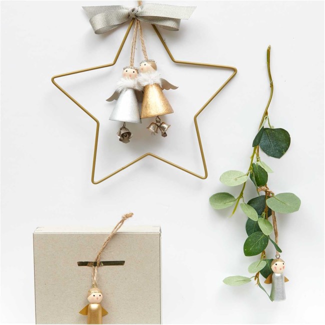 Ange en bois de Noël à suspendre - Or 5 cm Ange en bois de Noël à suspendre - Or 5 cm
