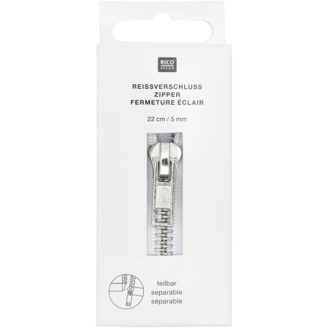 Fermeture éclair métal argent -Blanc cassé 22cm / 30cm / 50cm / 65cm 5 mm