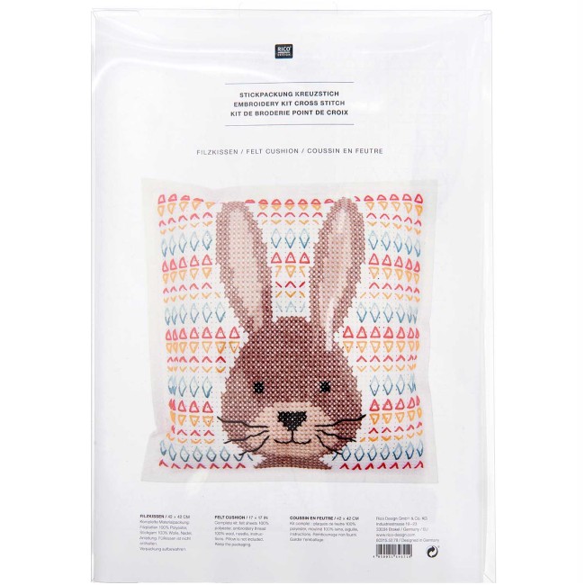 Kit de broderie Coussin en feutre à broder - Lapin 42 X 42 CM Rico Design Kit de broderie Coussin en feutre à broder - Lapin 42 X 42 CM Rico Design