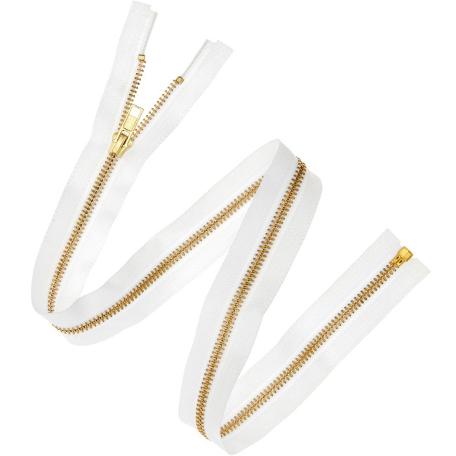 Fermeture éclair métal or - Blanc cassé 22cm / 30cm / 50cm / 65cm 5 mm