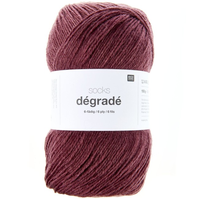 Socks Dégradé 6 fils - 002 Bordeaux 150 GR 400 M Rico Design
