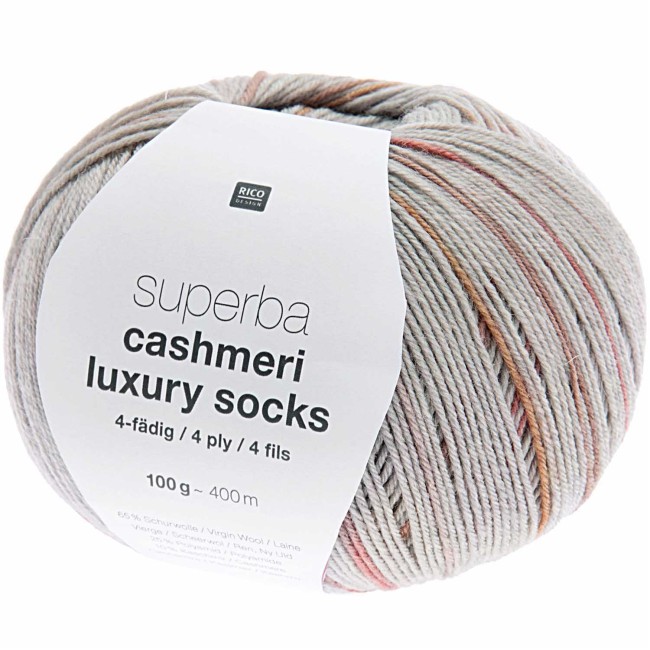 Superba Cashmeri Luxury Socks 4 fils - 003 Baie 100 GR 400 M Rico Design