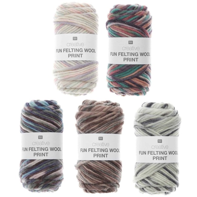 Creative Fun Felting Wool Print - Laine à feutrer 010 Noir 50G 50 M