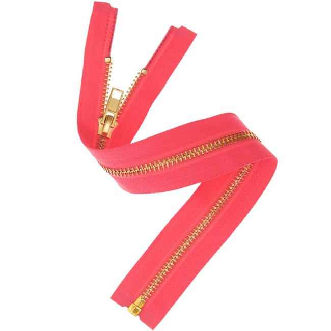 Fermeture éclair métal or - Pink néon 30 cm 5 mm
