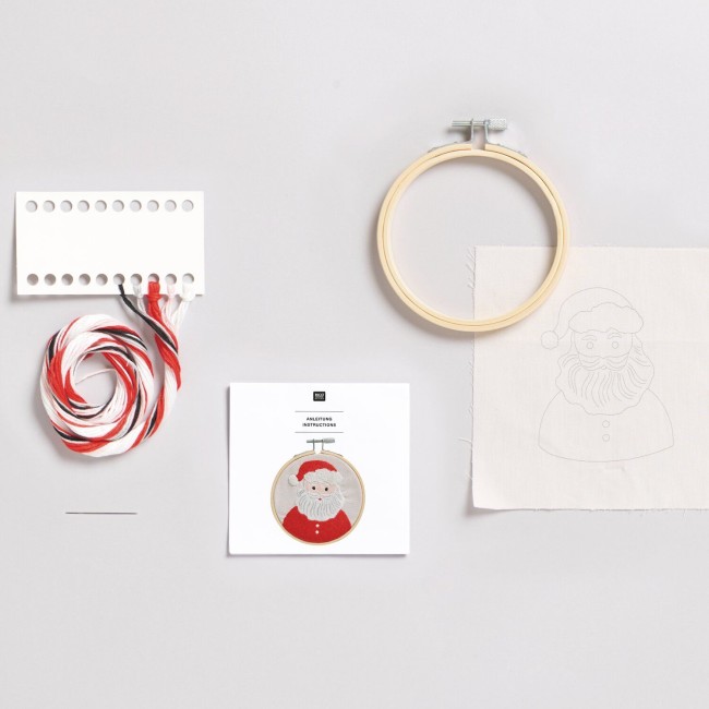 Kit de broderie pré dessiné - Portrait de Père Noël 10 CM