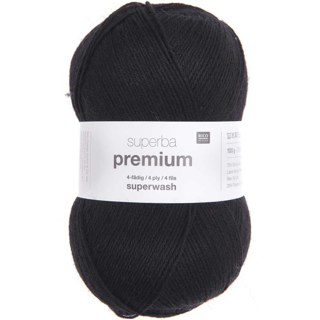 Fil Rico Socks Premium 4 fils - 020 Noir 100 GR 380 M 