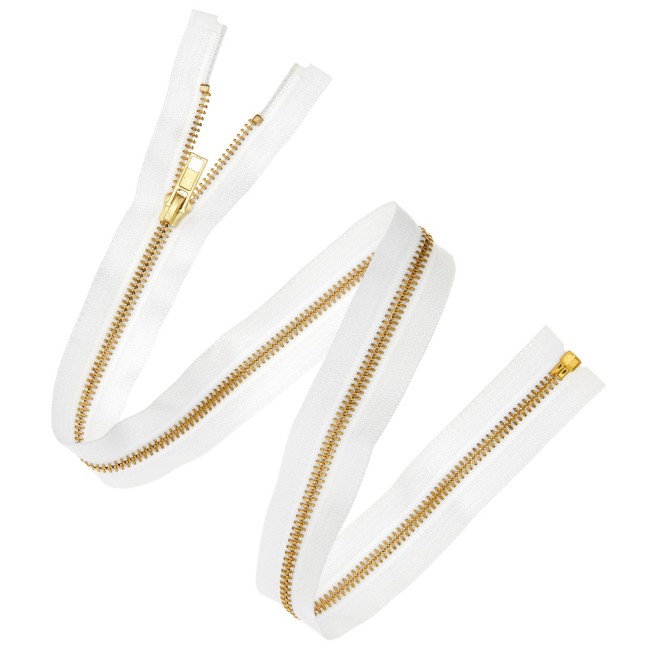 Fermeture éclair métal or - Blanc cassé 22cm / 30cm / 50cm / 65cm 5 mm
